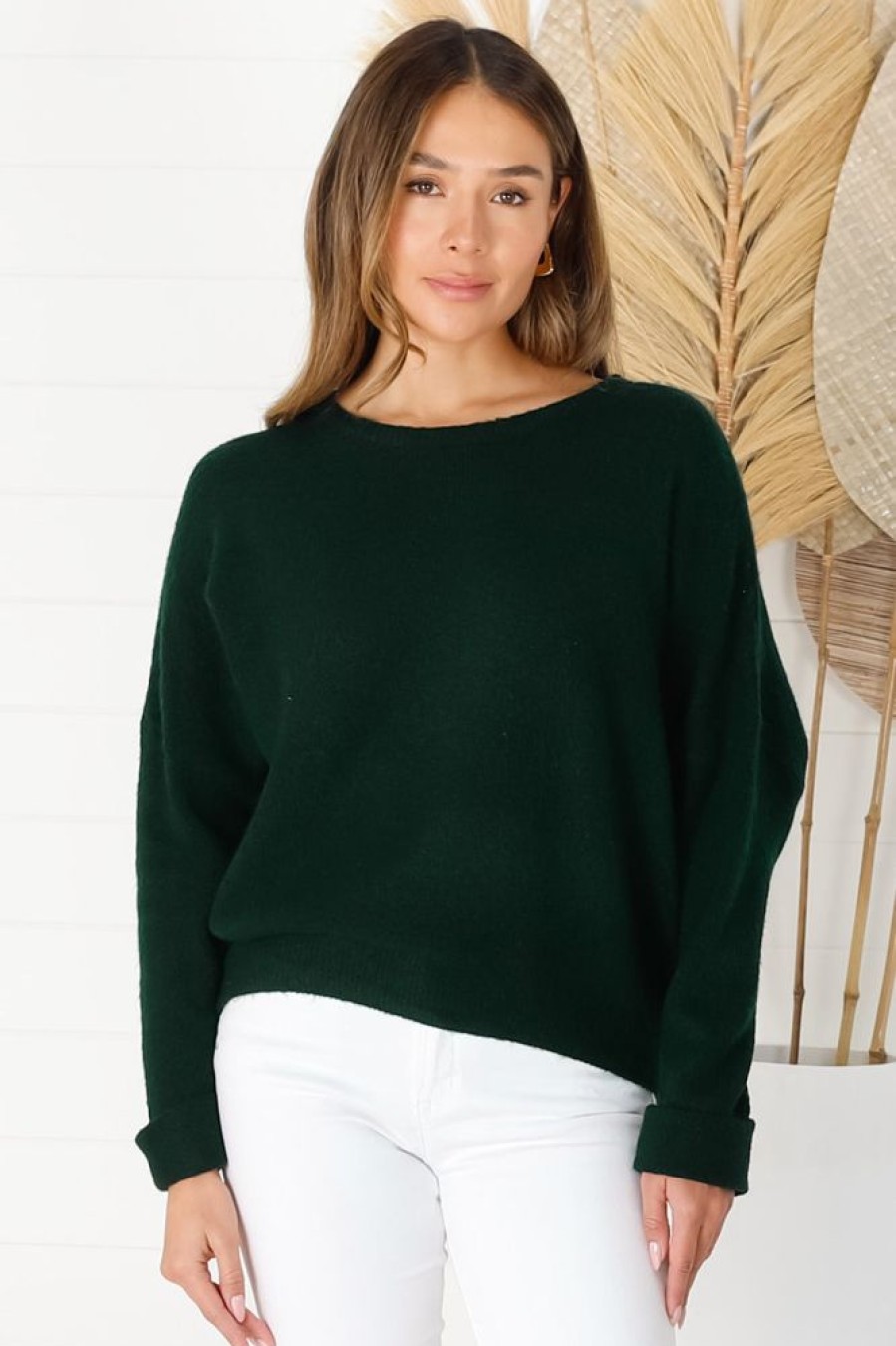 Tops Salty Crush | Joanne Knit Top - Dark Green