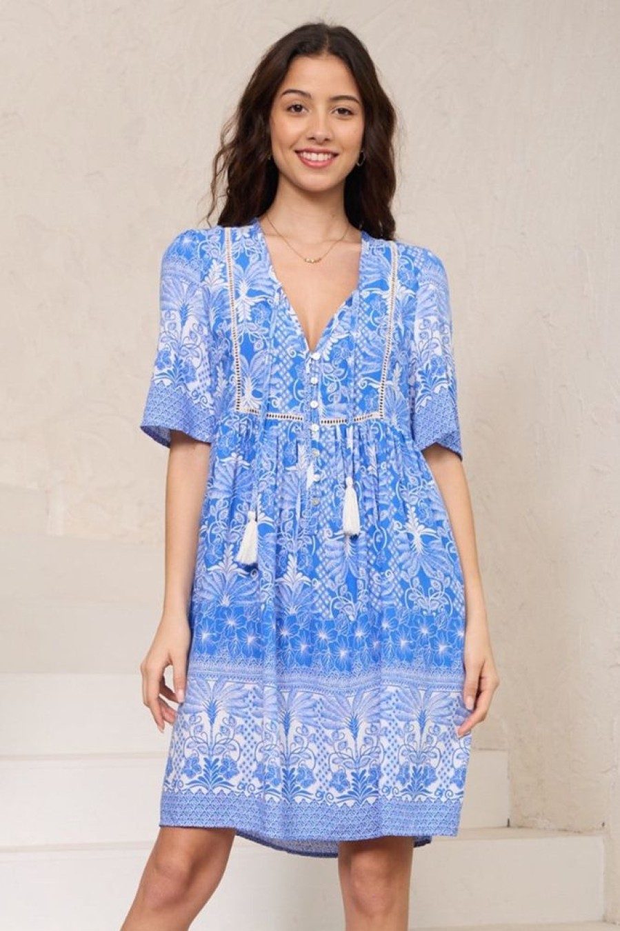 Dresses Salty Crush | Chia Mini Dress - Babydoll Dress In Melina Print
