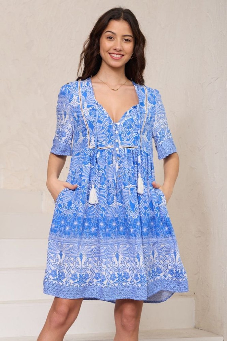 Dresses Salty Crush | Chia Mini Dress - Babydoll Dress In Melina Print