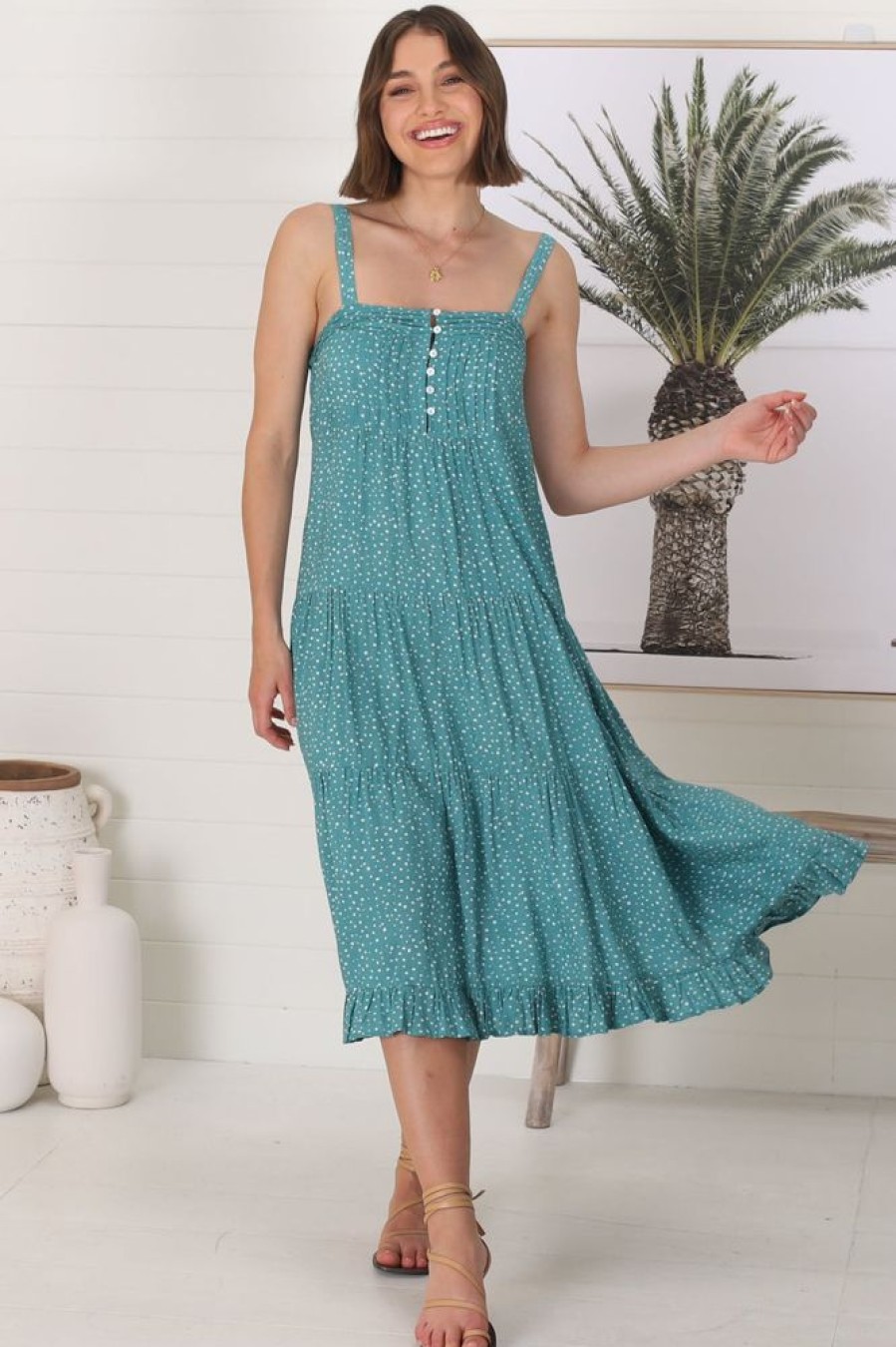 Dresses Salty Crush | Ayala - Polka Midi Dress - Blue