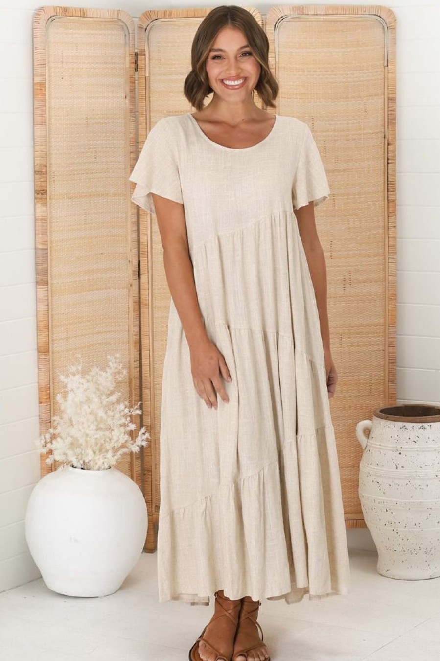 Dresses Salty Crush | Allegra Midi Dress - Oat