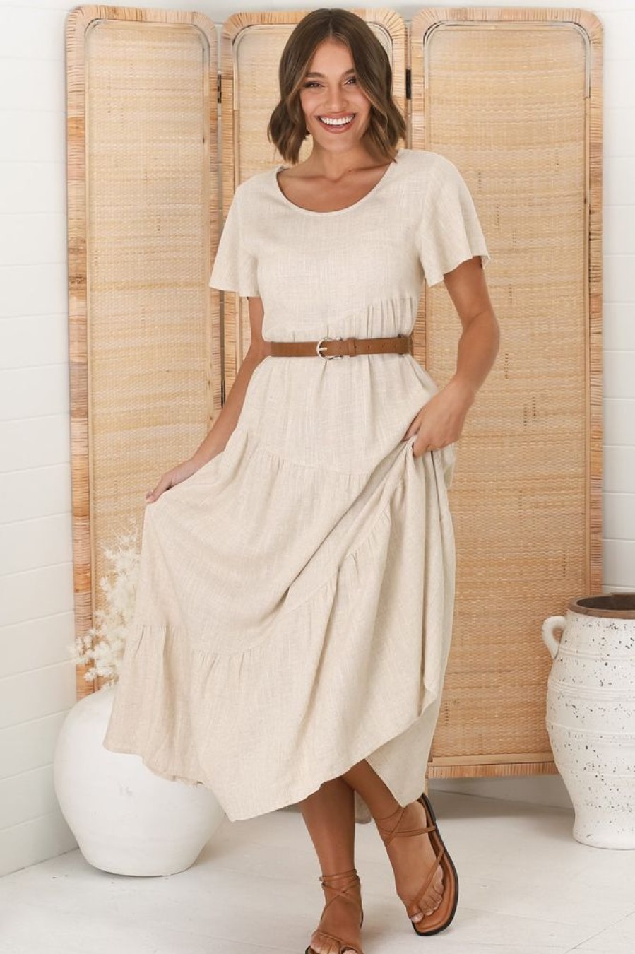 Dresses Salty Crush | Allegra Midi Dress - Oat