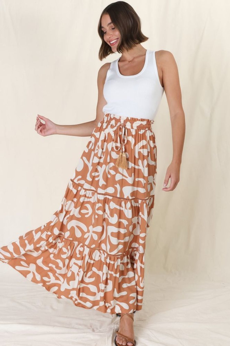Bottoms Salty Crush | Jaxie Maxi Skirt - Rust
