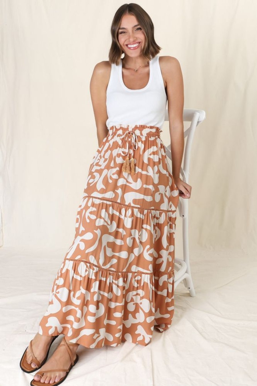 Bottoms Salty Crush | Jaxie Maxi Skirt - Rust