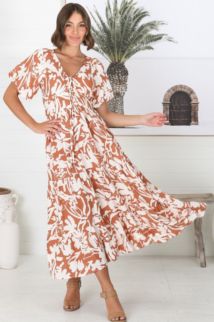Dresses Salty Crush | Charis Midi Dress - Rust