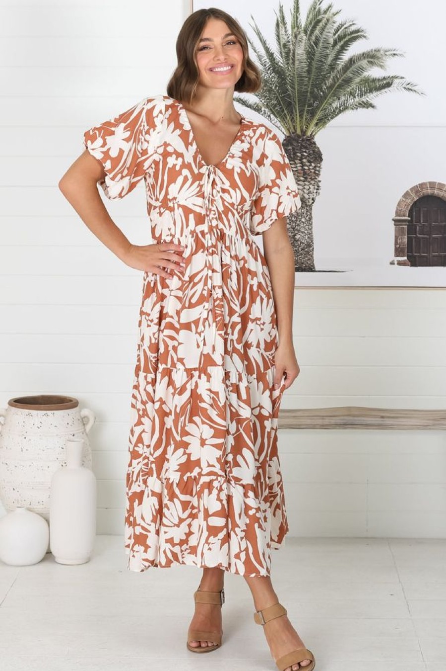 Dresses Salty Crush | Charis Midi Dress - Rust