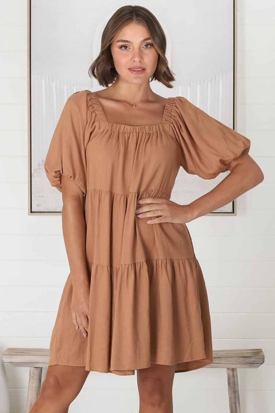Dresses Salty Crush | Harlow Mini Dress - Tan