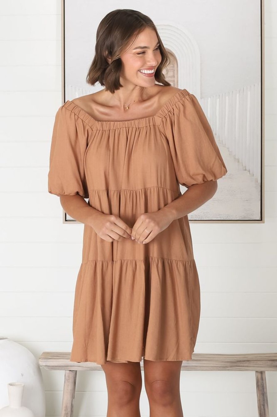 Dresses Salty Crush | Harlow Mini Dress - Tan
