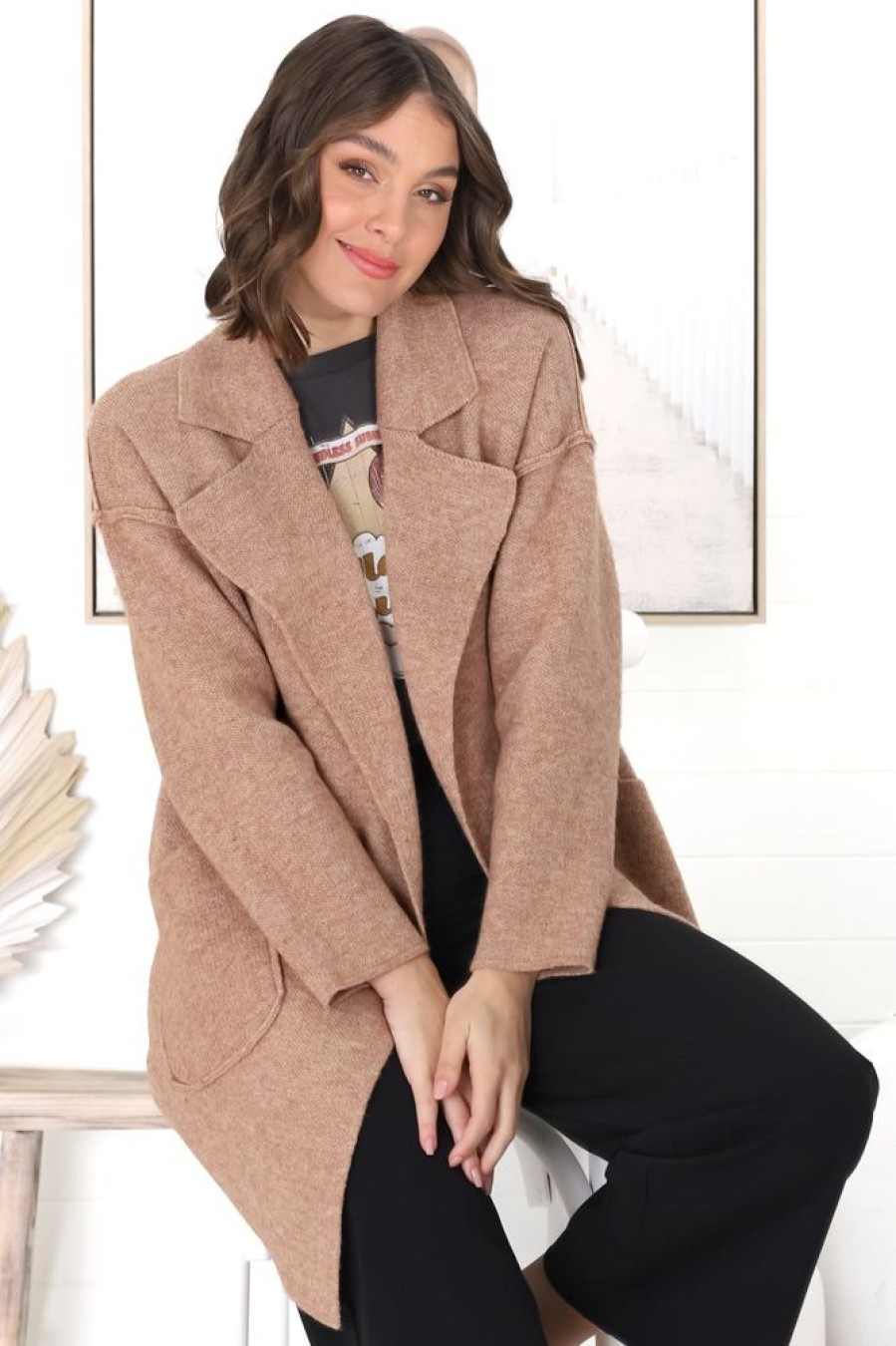 Jackets/Knitwear Salty Crush | Kierce Cardigan - Tan