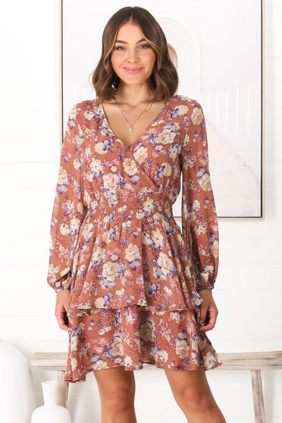 Dresses Salty Crush | Ceena Mini Dress - Anello Rust
