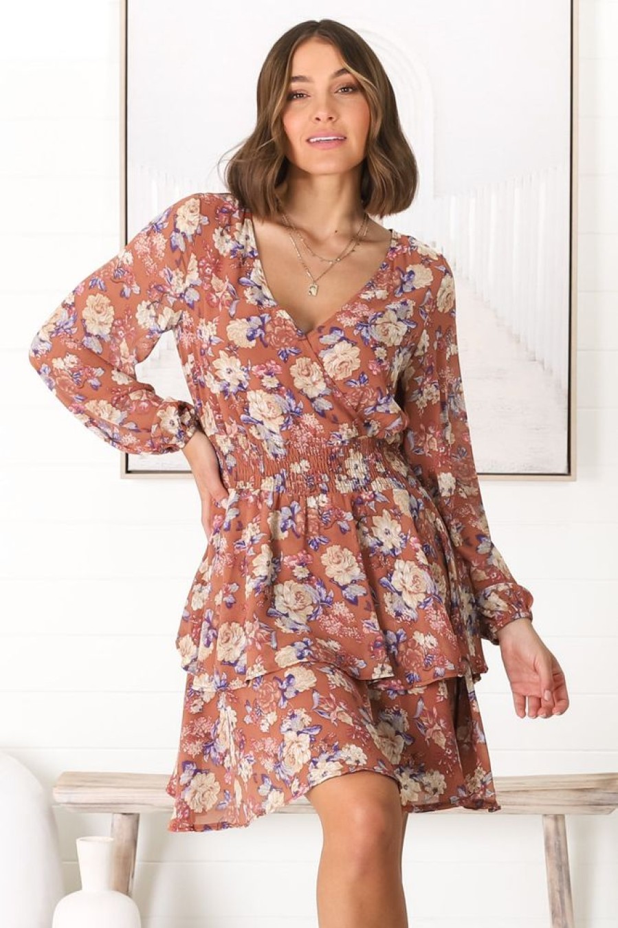 Dresses Salty Crush | Ceena Mini Dress - Anello Rust